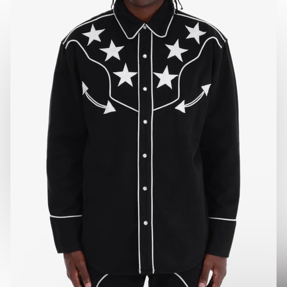 NWT COPPER RIVET JET BLACK WESTERN BUTTON DOWN - Size Medium